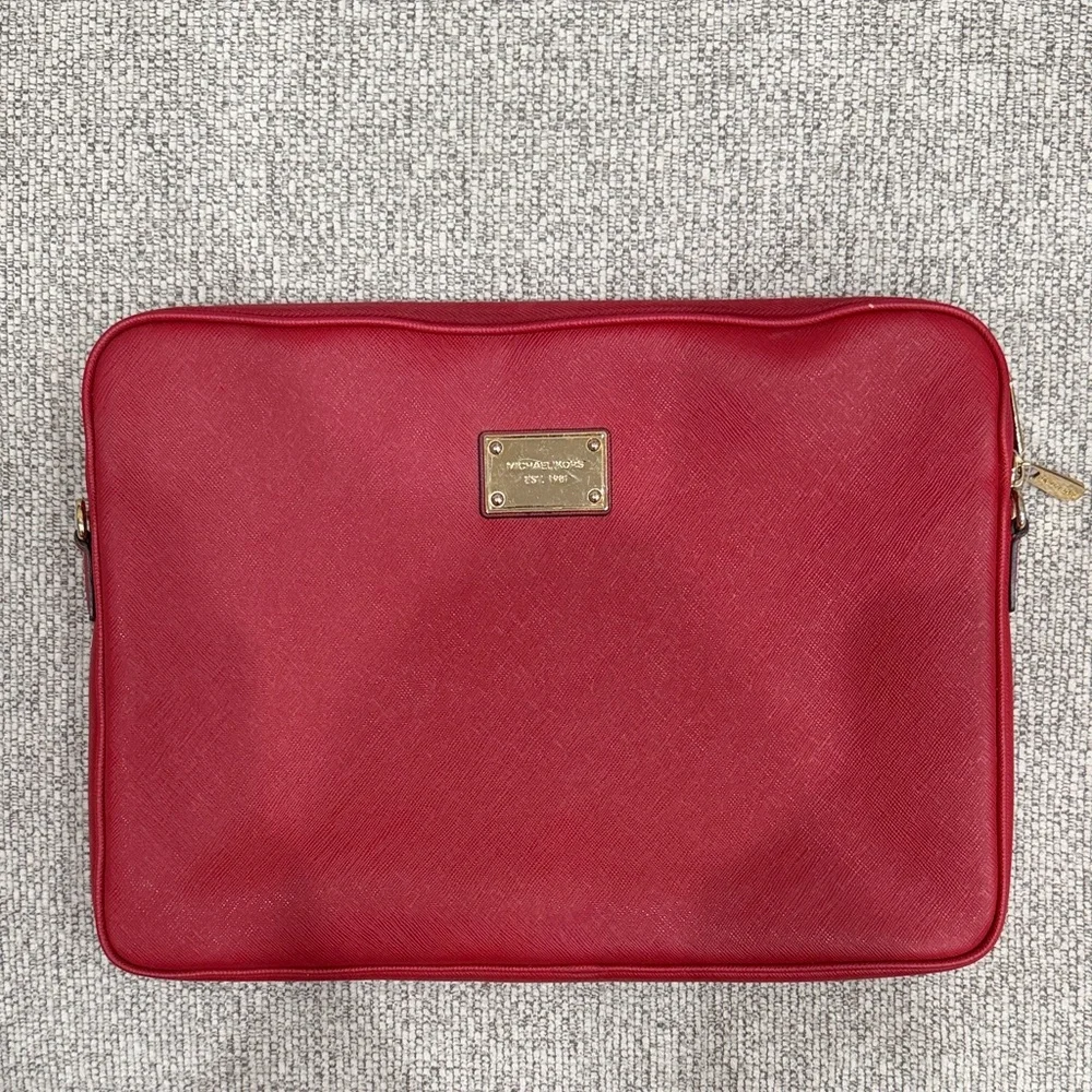 Michael Kors Crimson Laptop Case with Gold Accent